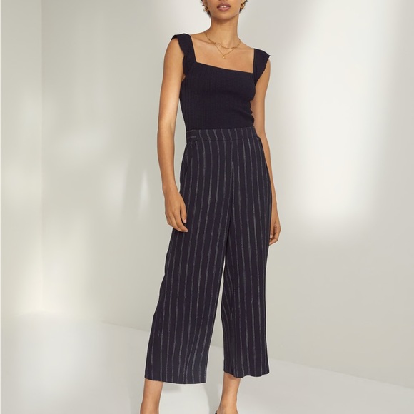 Aritzia Flowy Faun Black Striped Women's Pants - Picture 1 of 8